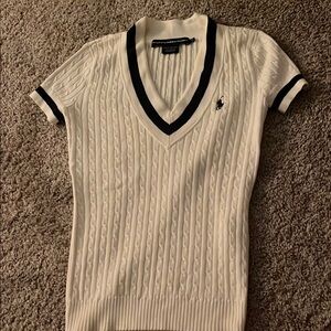 Ralph Lauren Women's White V-Neck Sweater